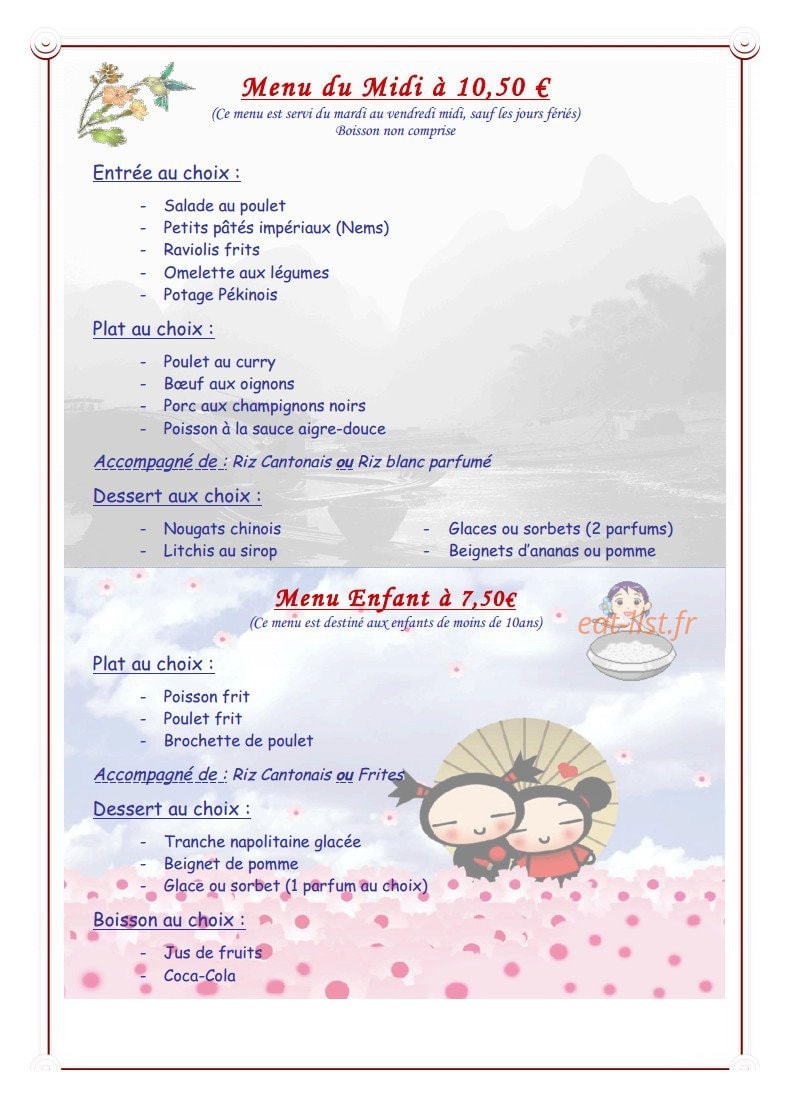 Le Restaurant du Bonheur — carte page 6