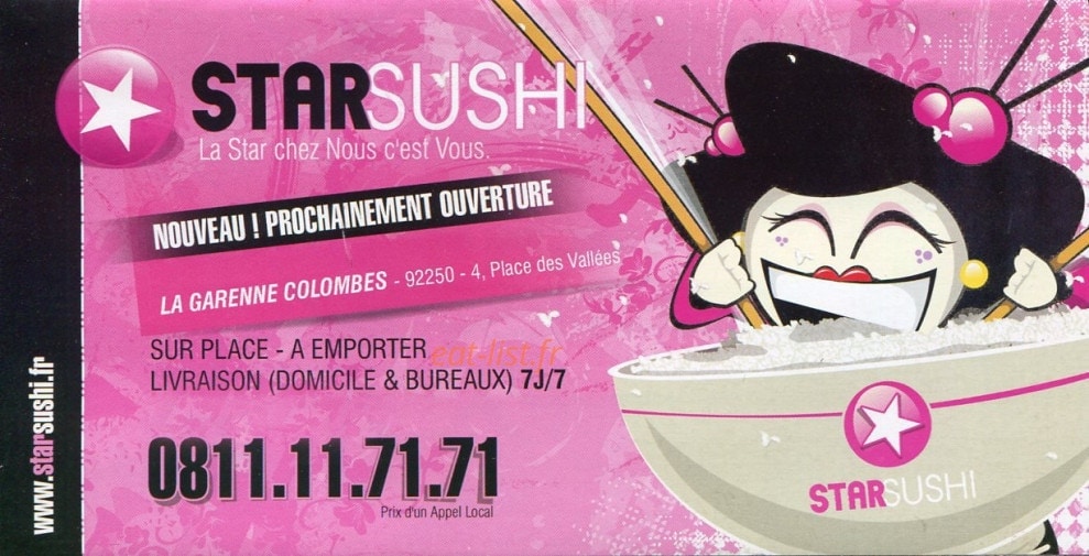 Star Sushi — carte page 1