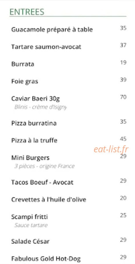 Carte et menu de Staya à Courbevoie — Entrees