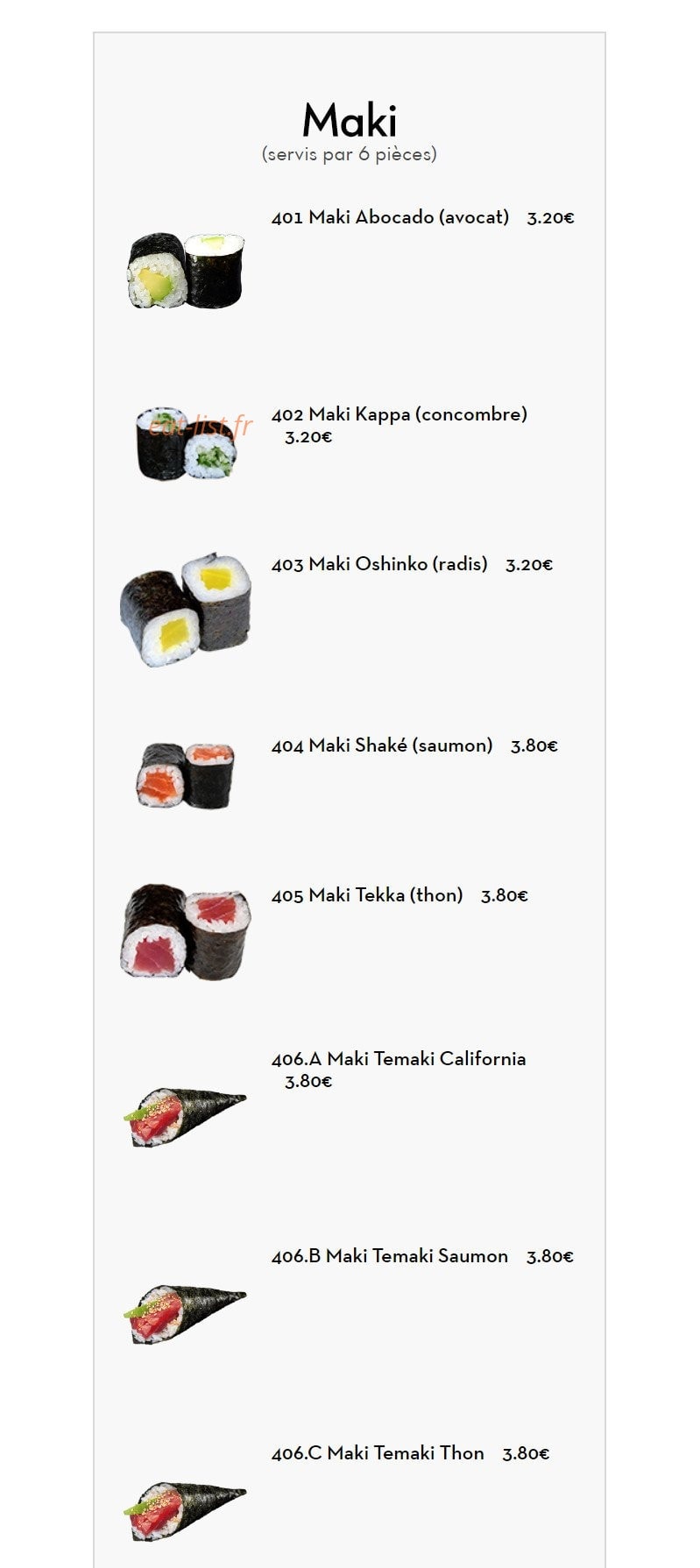 SushiBar — carte page 8