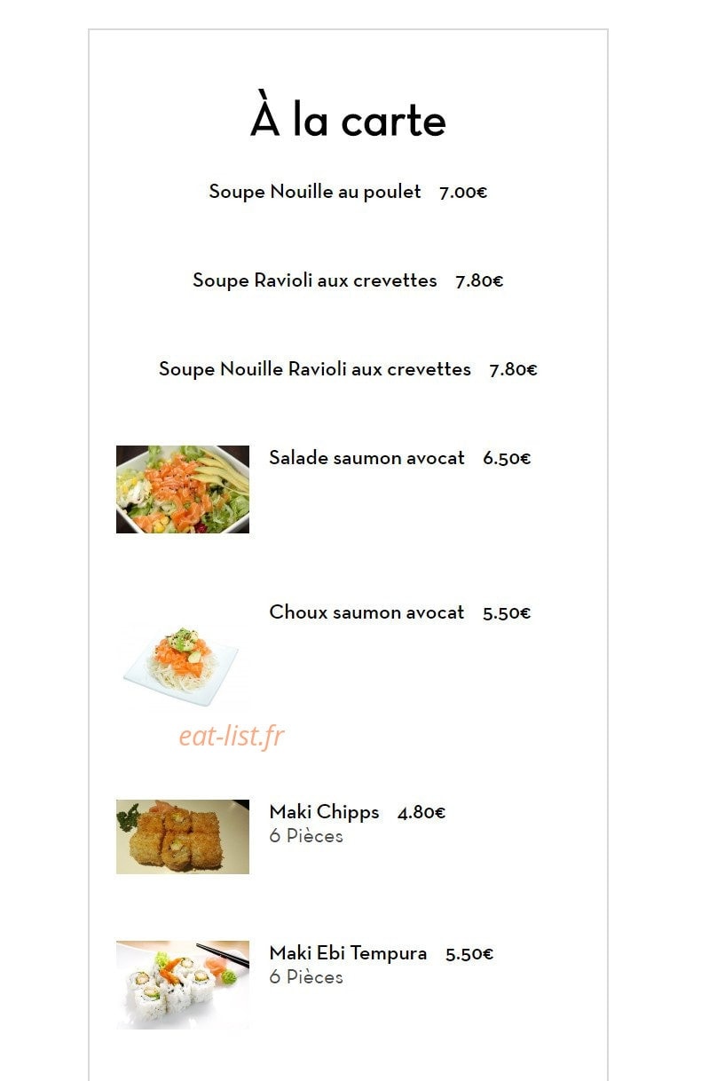SushiBar — carte page 1
