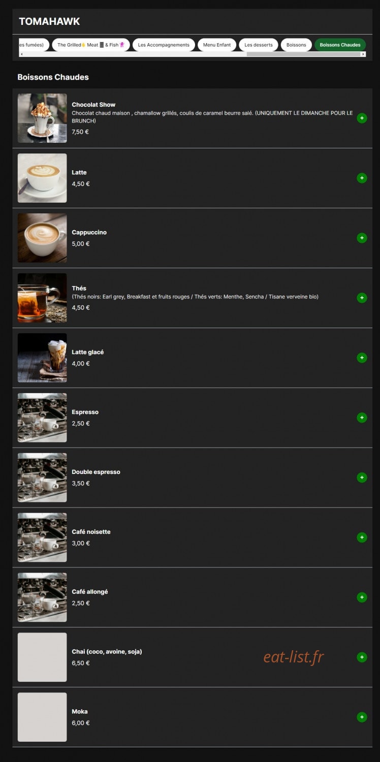Tomahawk restaurant — carte page 10