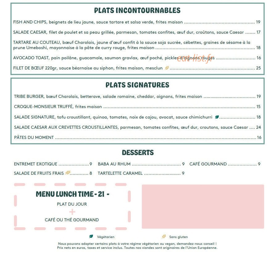 Tribe Table — carte page 3