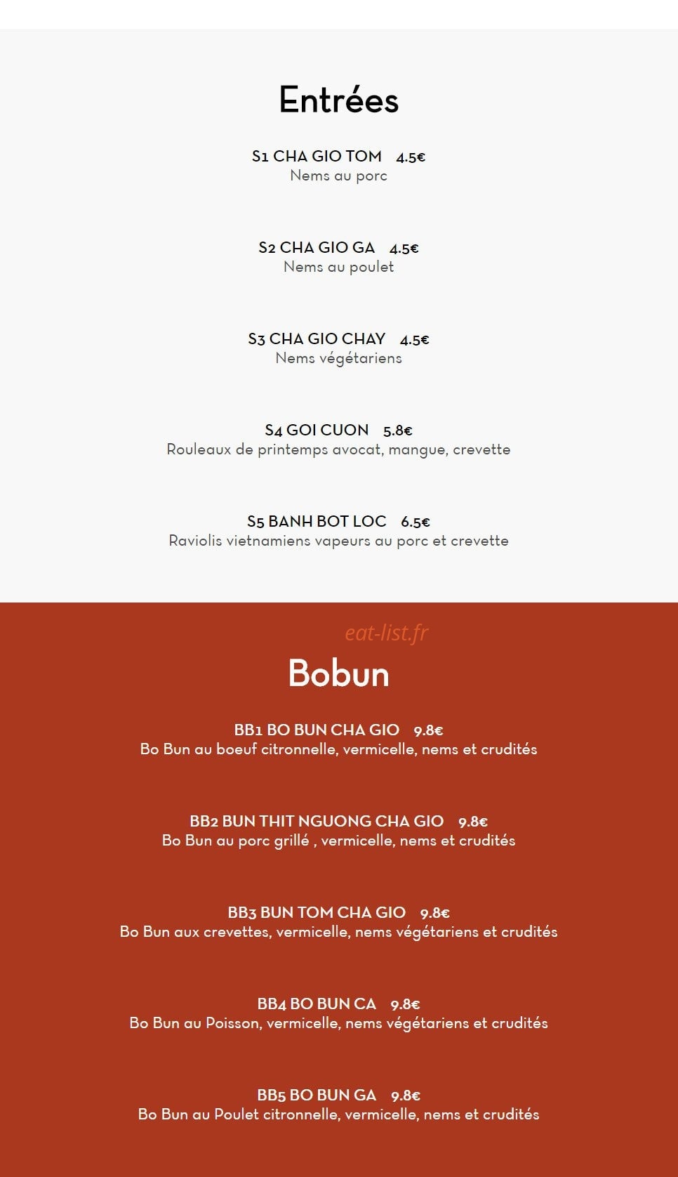 Vietnam Kitchen — carte page 1