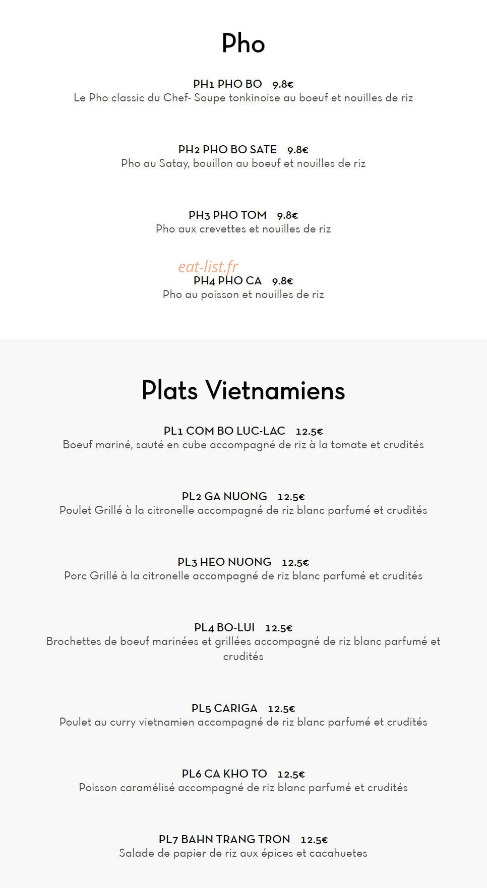 Vietnam Kitchen — carte page 2