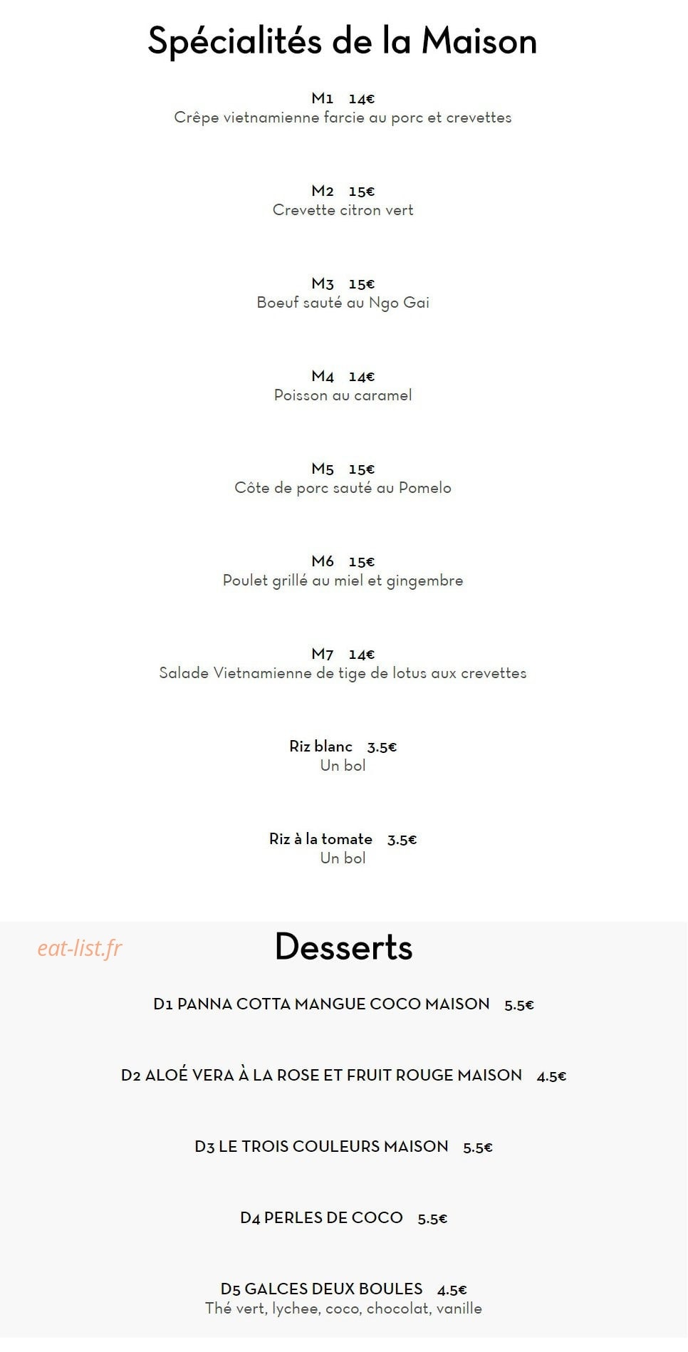 Vietnam Kitchen — carte page 3
