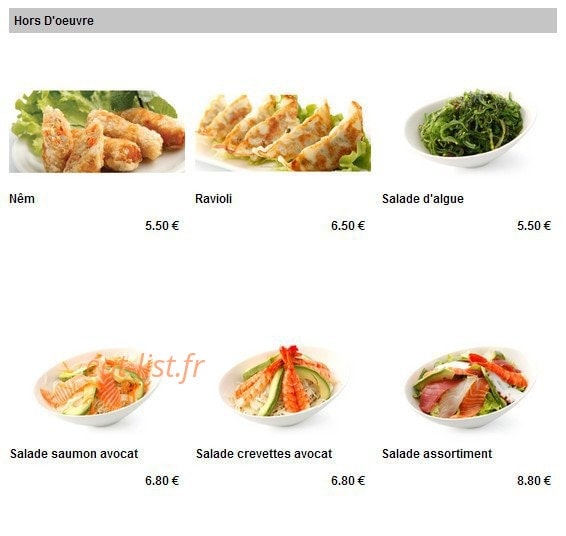 Sayuri sushi — carte page 1