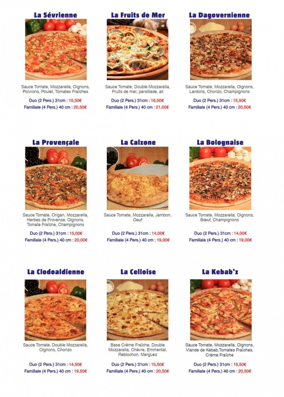 Web Pizza — carte page 3