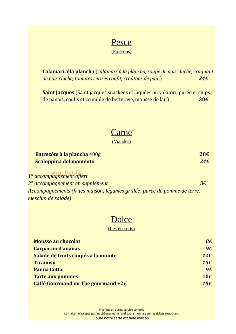 Villa Lidia — carte page 2