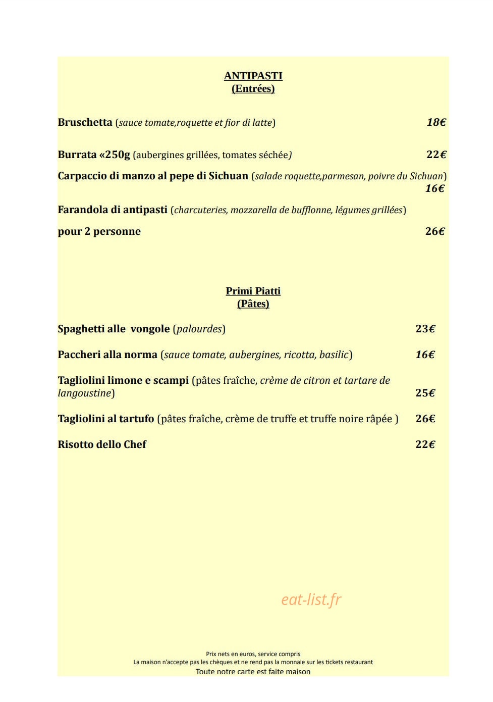 Villa Lidia — carte page 1