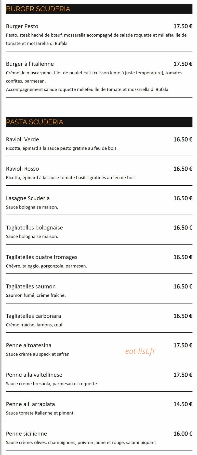 La Scuderia — carte page 2