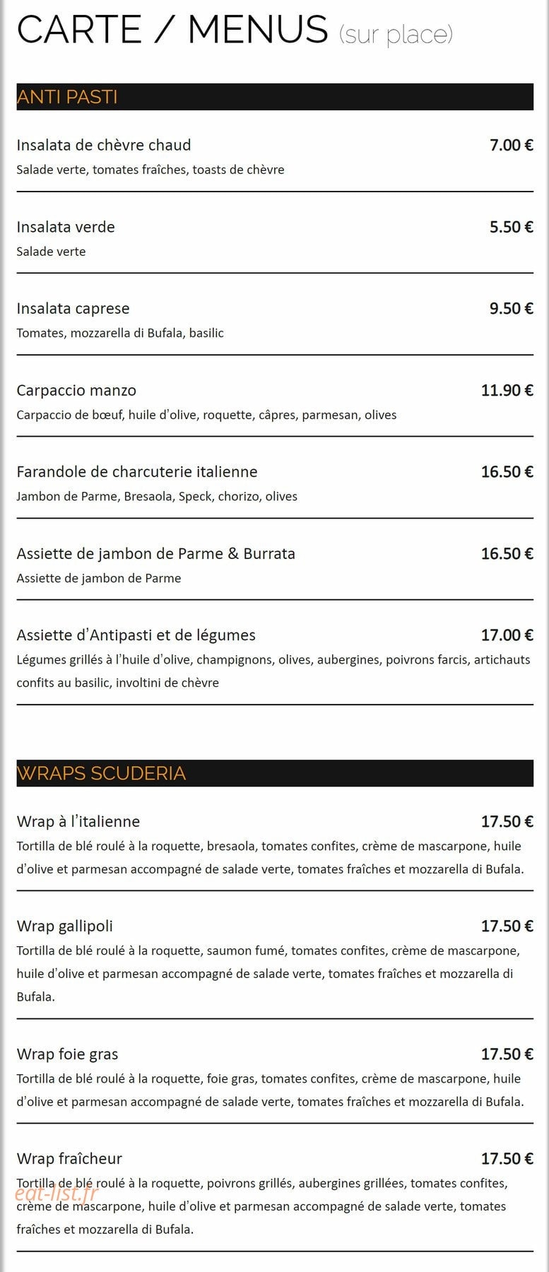 La Scuderia — carte page 1
