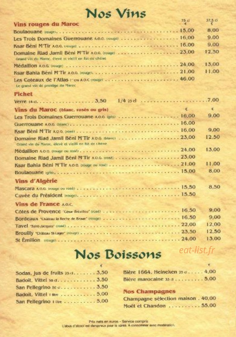 Auberge de souss — carte page 4