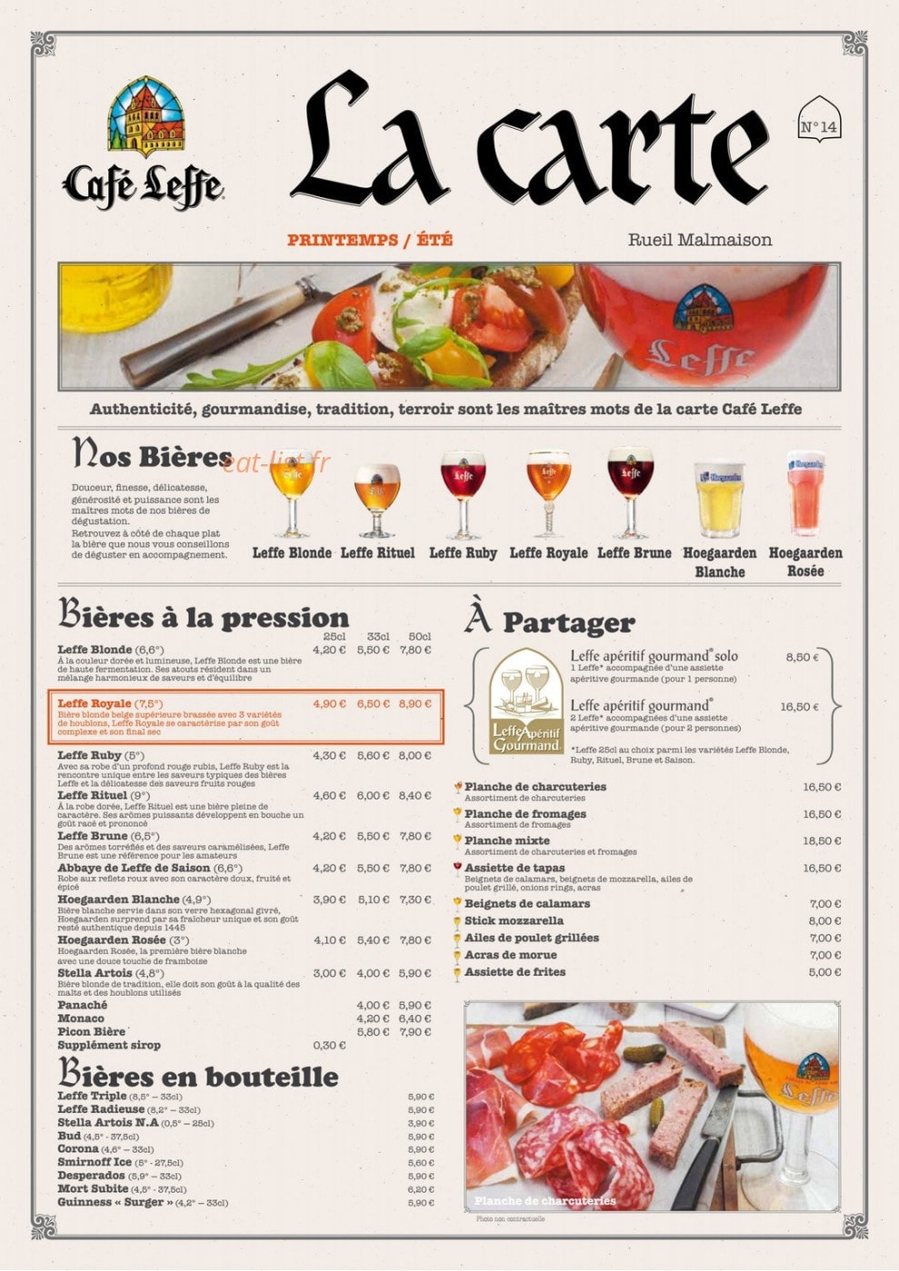 Café Leffe — carte page 1
