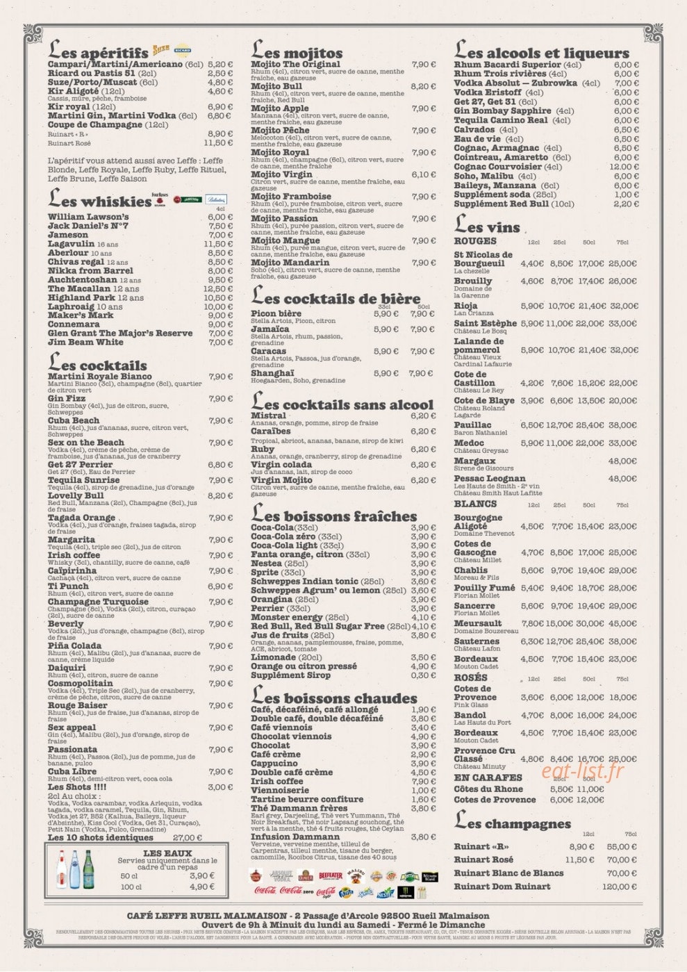 Café Leffe — carte page 4