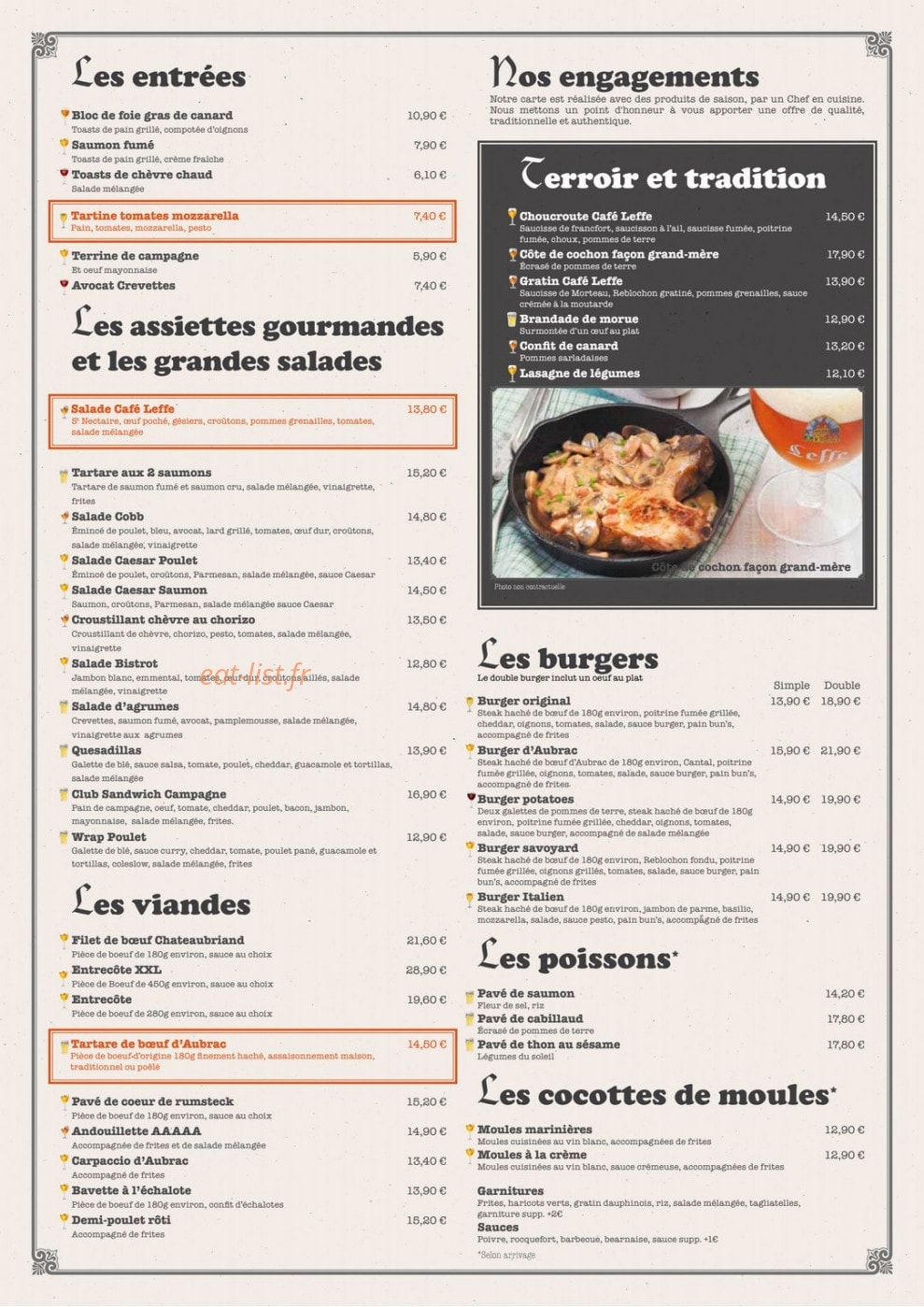 Café Leffe — carte page 2