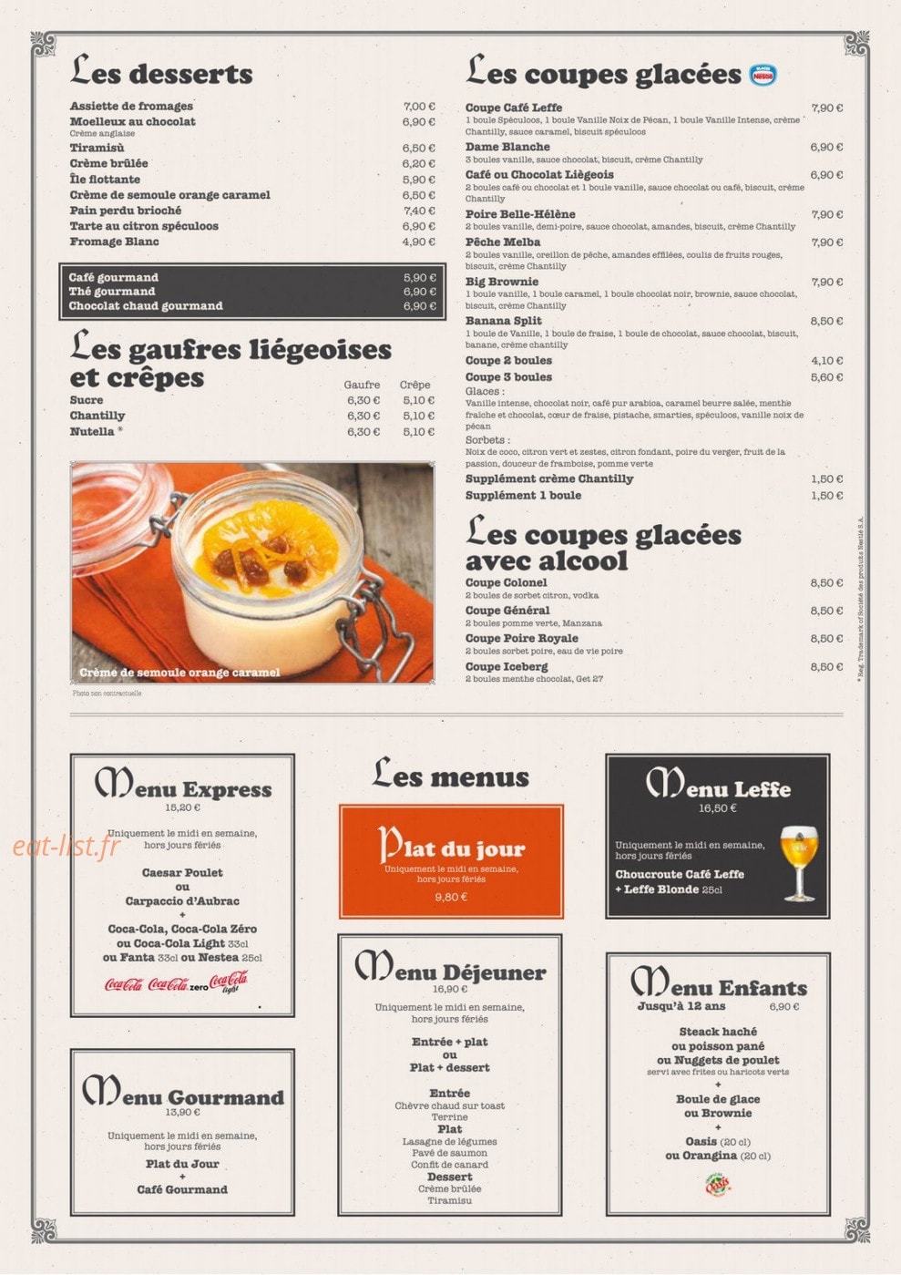 Café Leffe — carte page 3