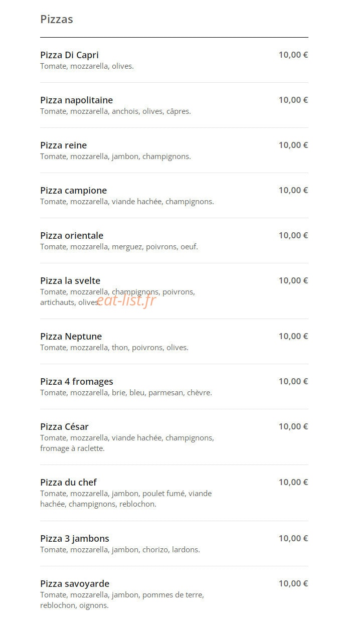 Capri Pizza — carte page 3