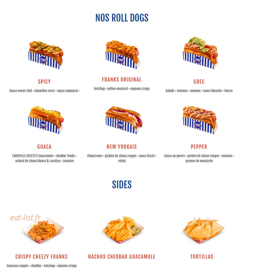 Franks Hot Dog — carte page 2
