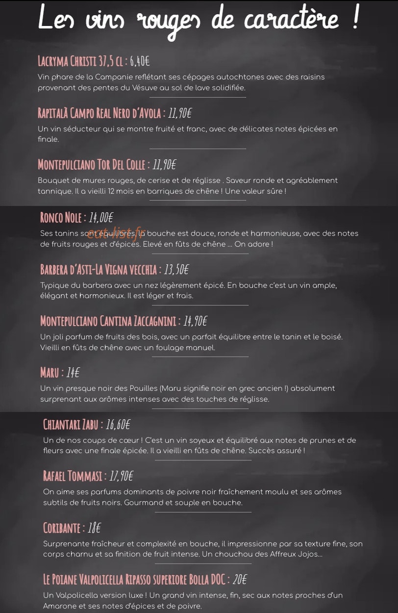 La Pizza du Dimanche Soir — carte page 6