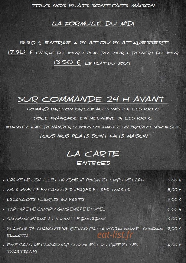 Le Bistrot Gourmand — carte page 1