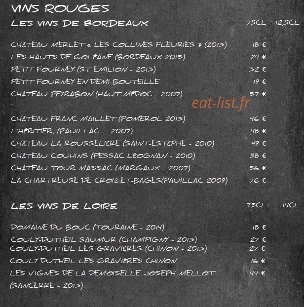 Le Bistrot Gourmand — carte page 4