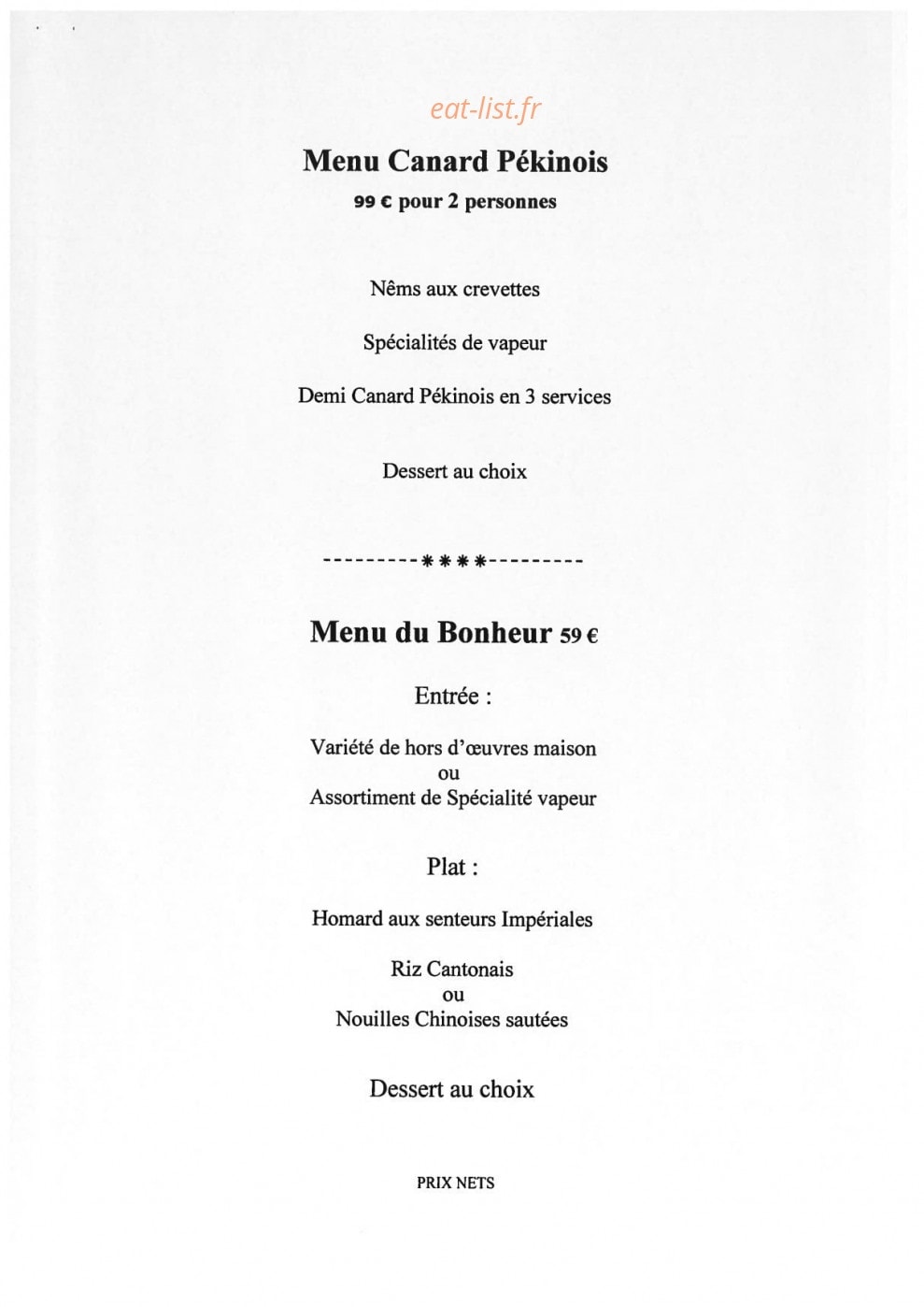 Le Bonheur de Chine — carte page 10