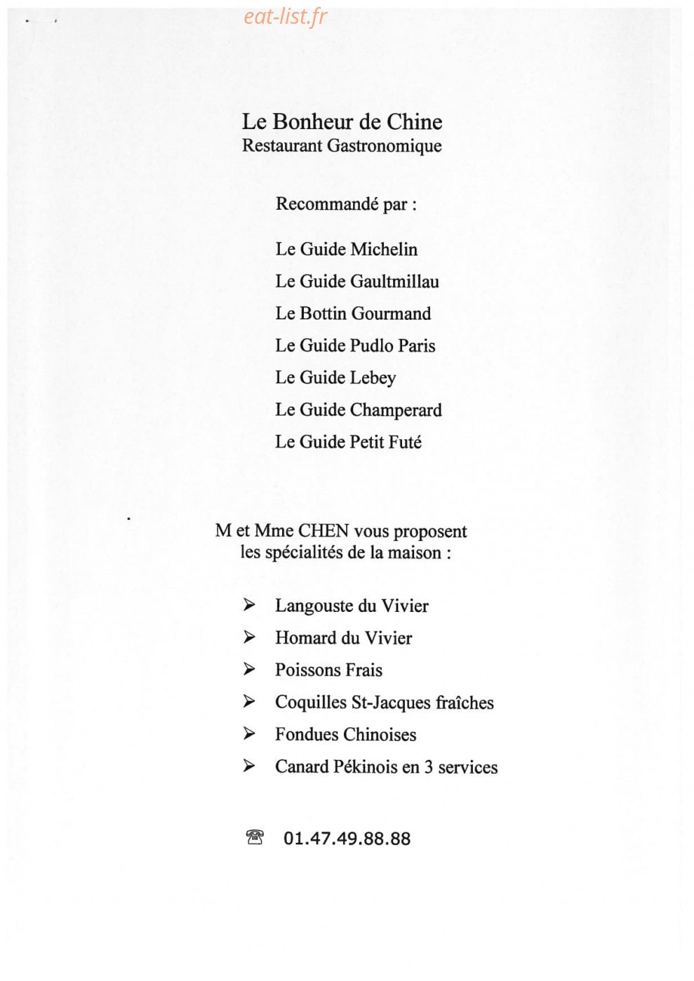 Le Bonheur de Chine — carte page 2