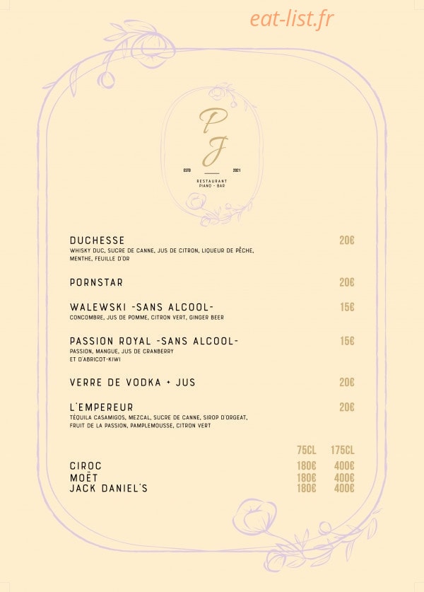 Le Pavillon Joséphine — carte page 8