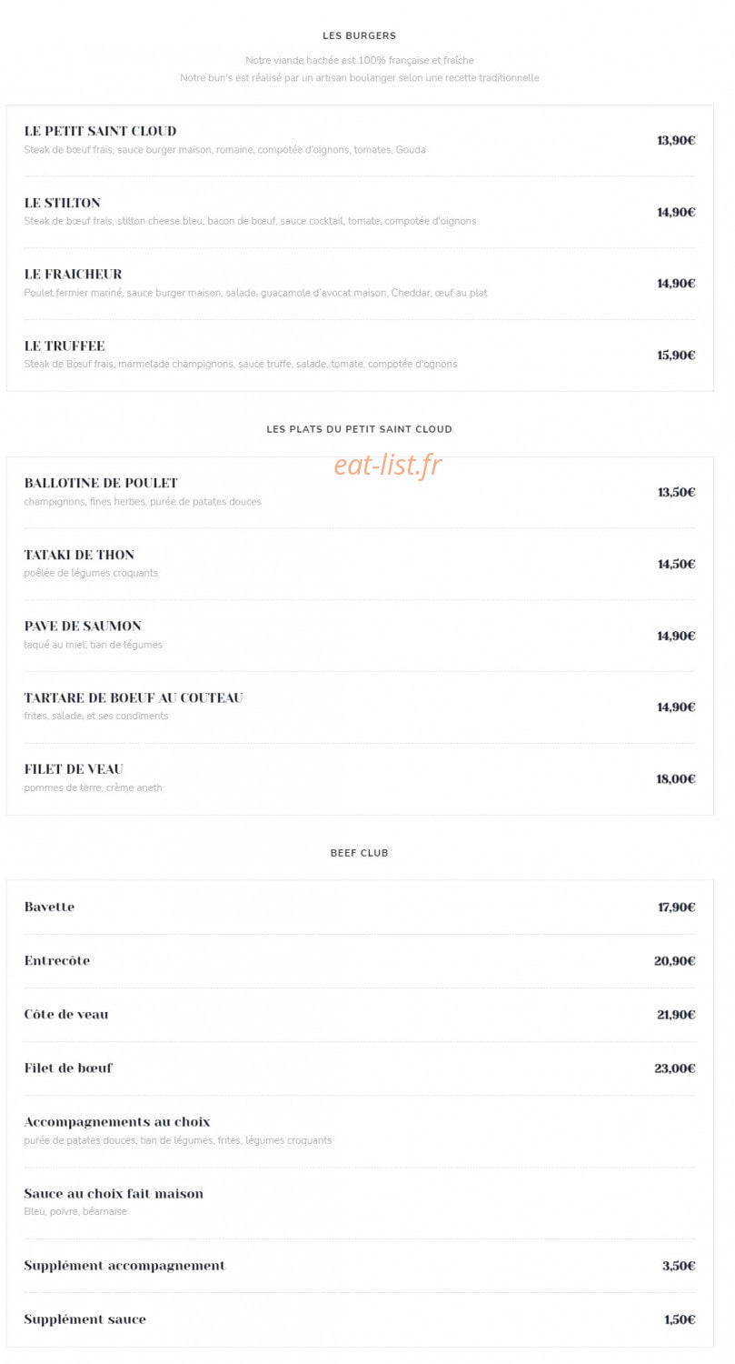 Le Petit Saint Cloud — carte page 2