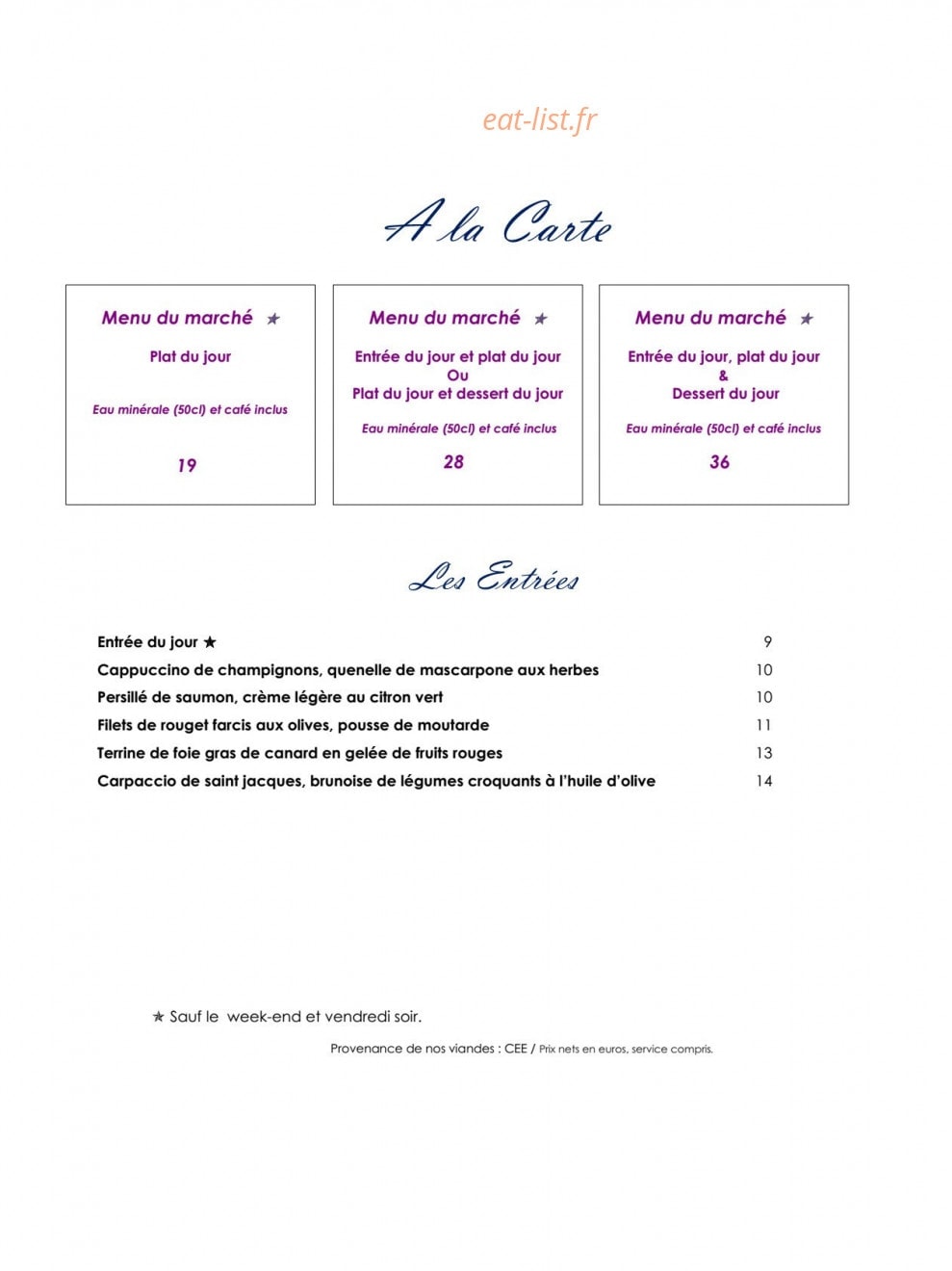 Le Relais de la Malmaison — carte page 6
