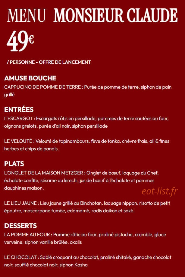 Monsieur Claude — carte page 1