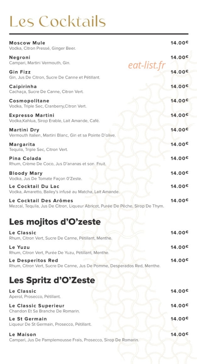 O'Zeste — carte page 8