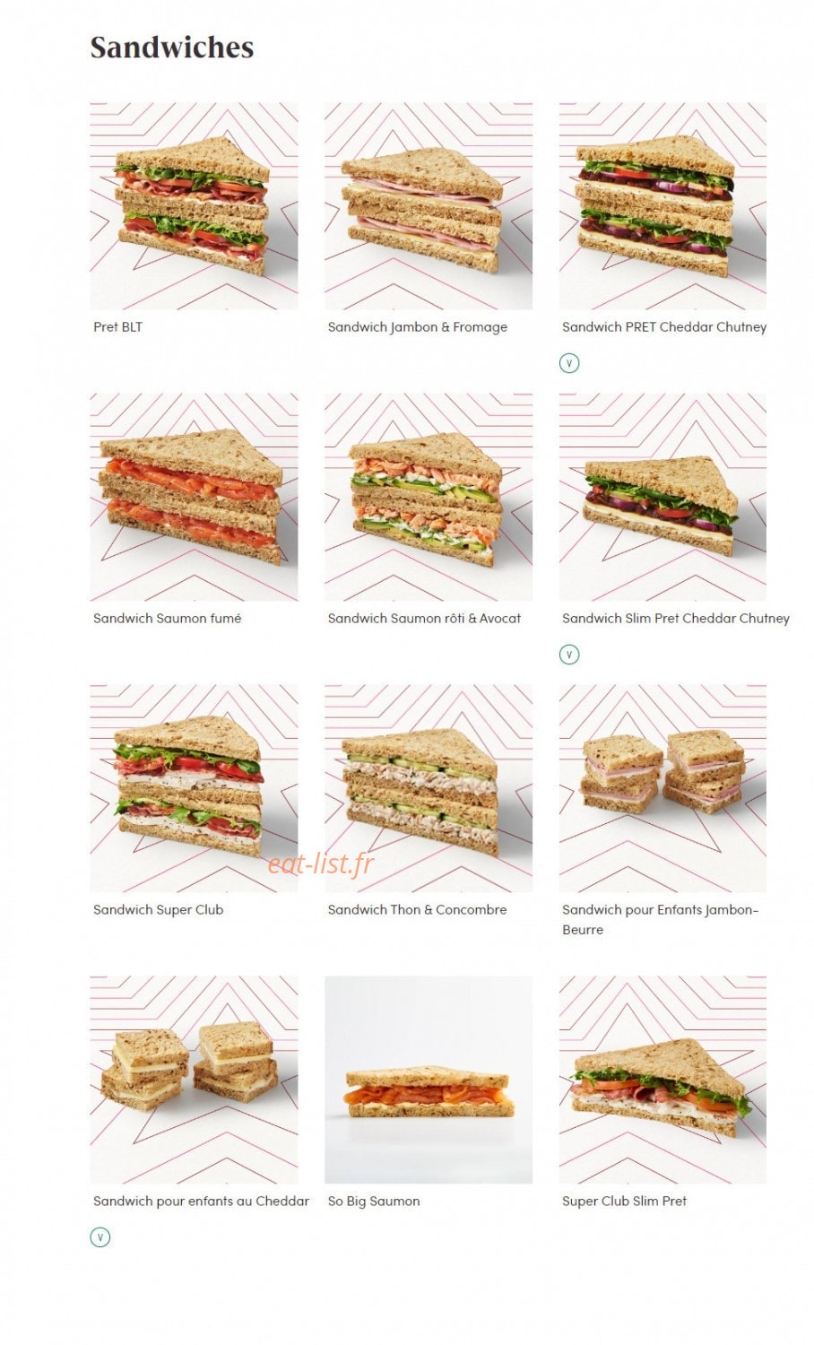 Pret A Manger — carte page 6