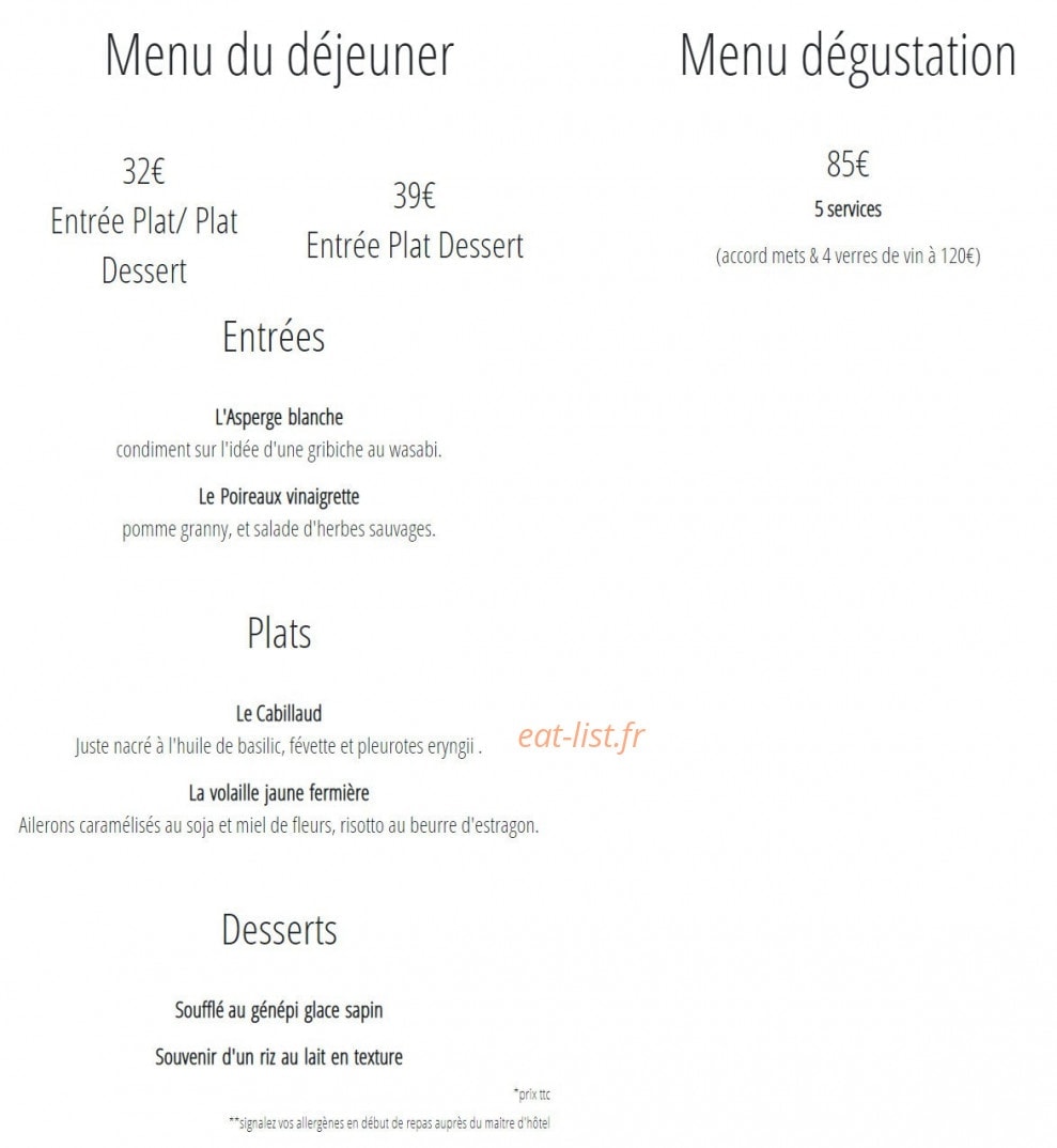 Restaurant Ochre — carte page 2
