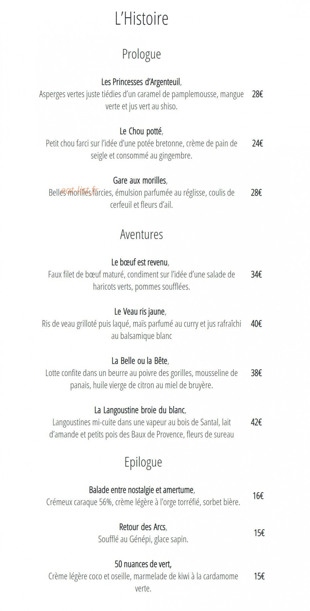 Restaurant Ochre — carte page 1