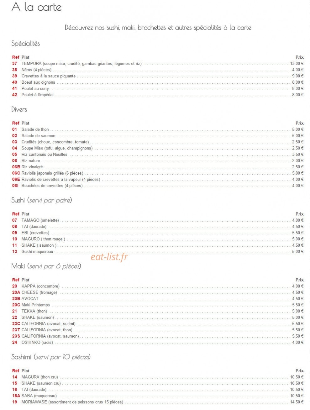 Sushi — carte page 8