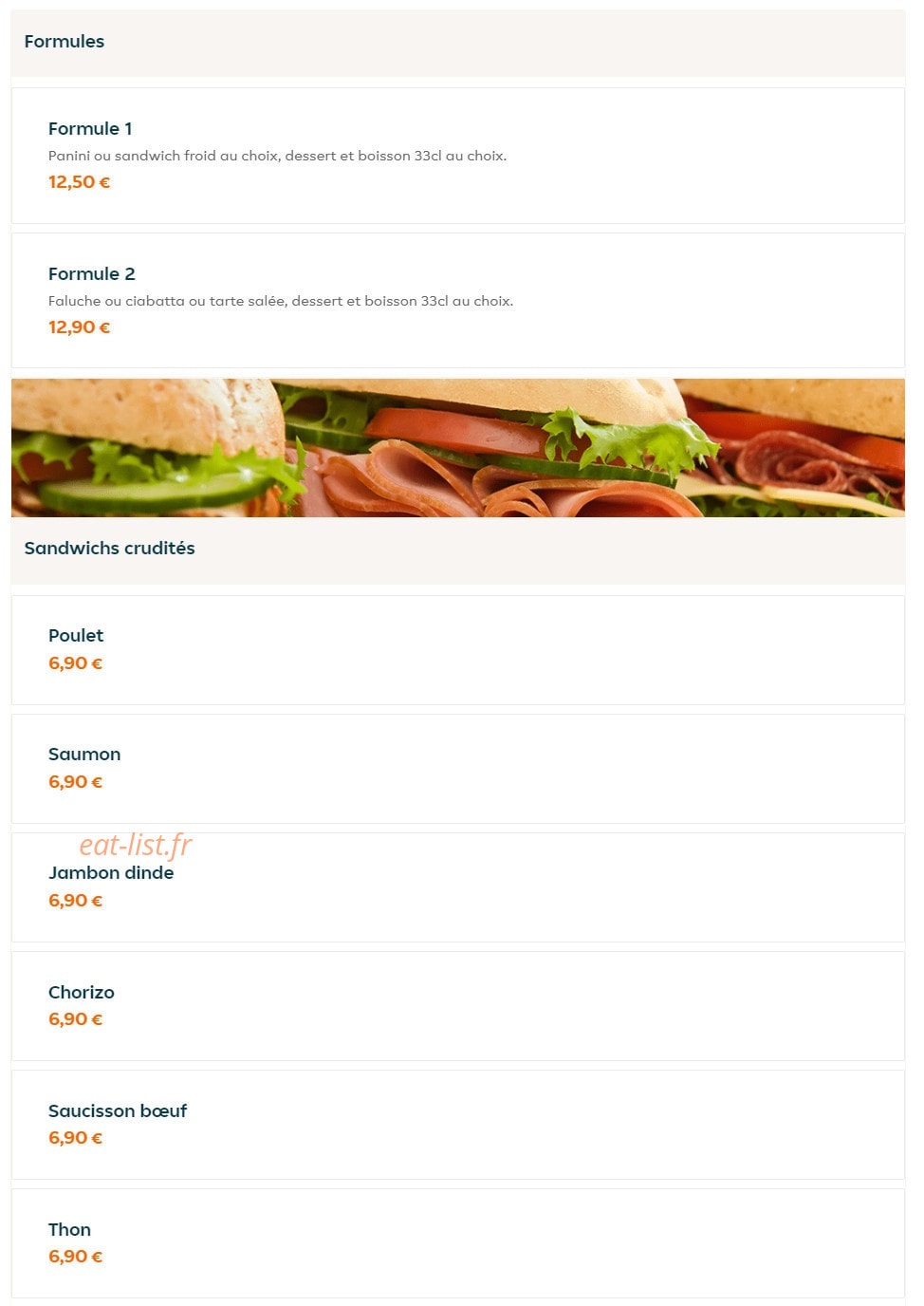 The Lunch — carte page 1