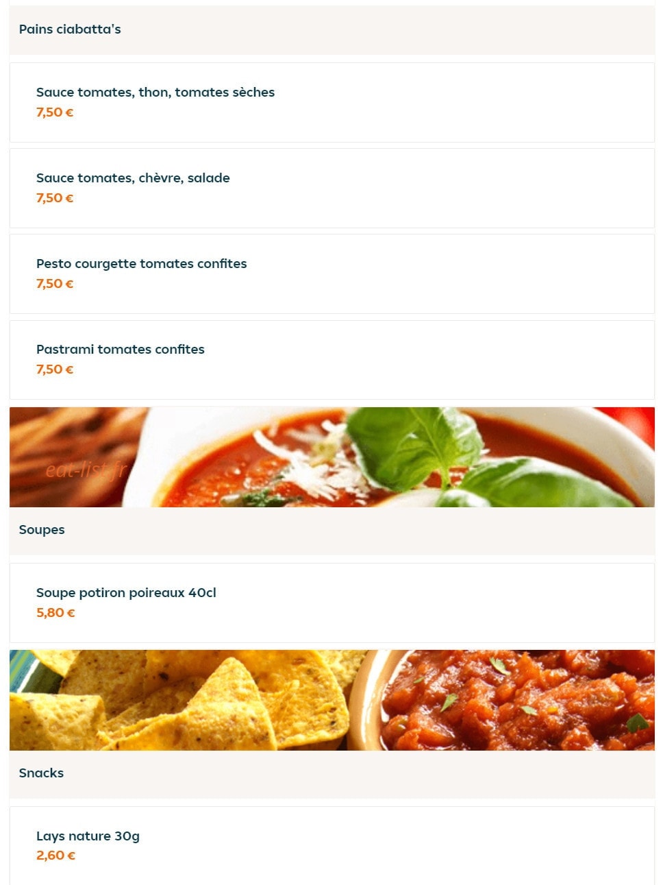 The Lunch — carte page 6