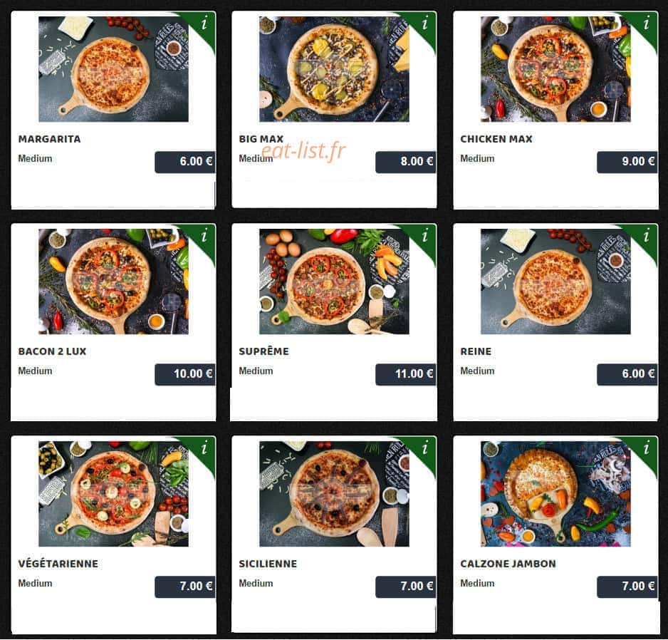 555 Pizza — carte page 1