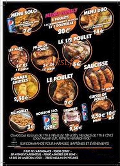 Au Poulet Doré — carte page 1