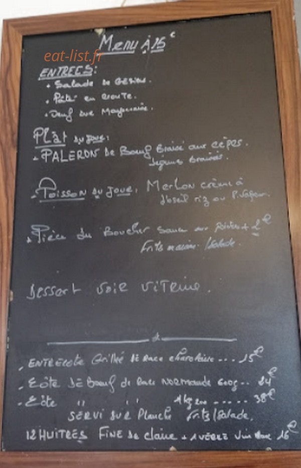 Carte et menu de Bar du Métro - Chez Momo à Asnieres sur Seine — Exemple de menu