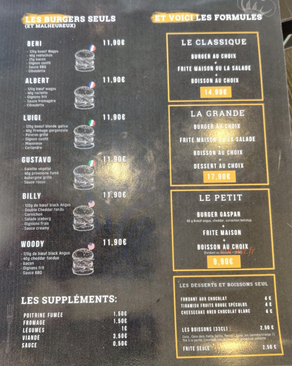 Beni Wagyu Burger — carte page 1