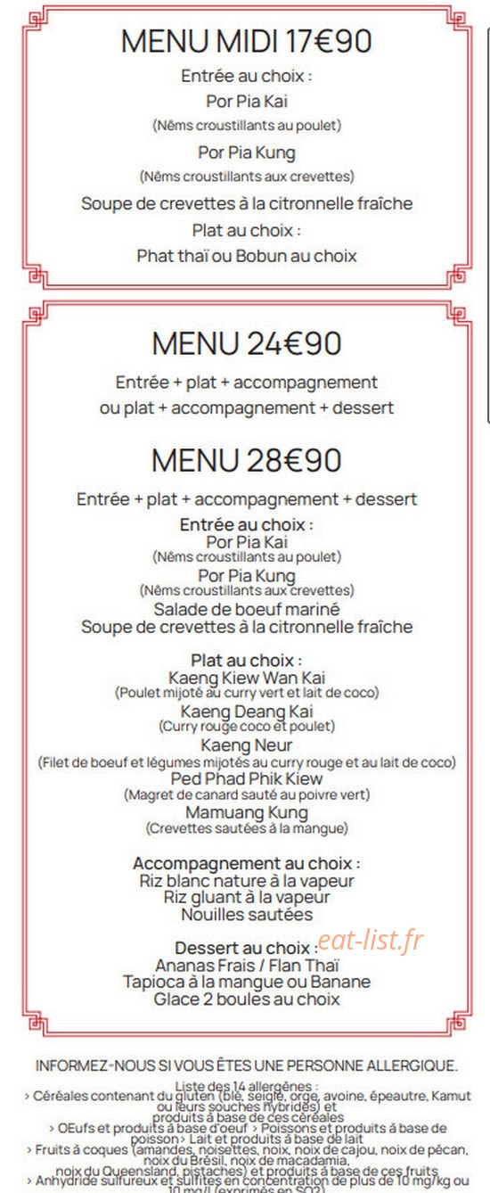 Bistro Thaï — carte page 3