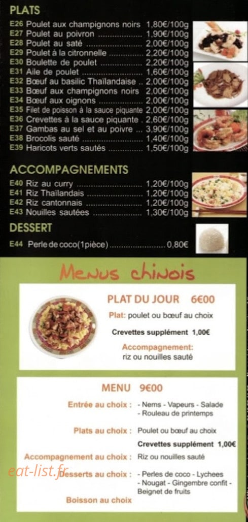 Carte et menu de Bon Appetit d'Asnieres à Asnieres sur Seine — Les plats, accompagnements et desserts,...