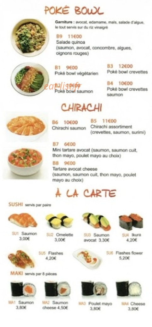 Carte et menu de Bon Appetit d'Asnieres à Asnieres sur Seine — Les poké bowls et chirachi,...