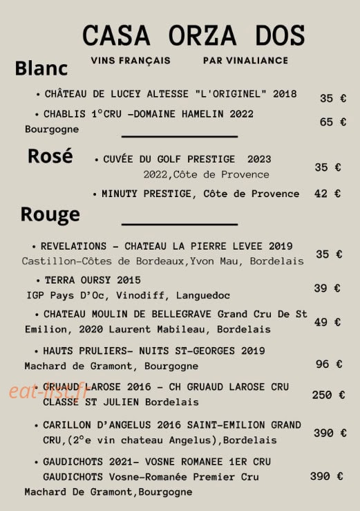 Casa Orza Dos — carte page 8