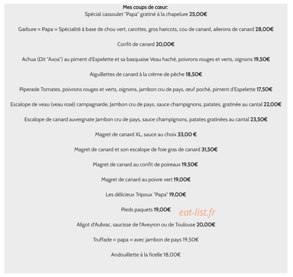 Chez Papa — carte page 2