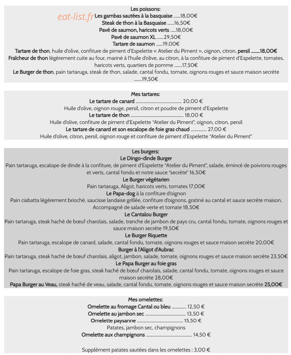 Chez Papa — carte page 5