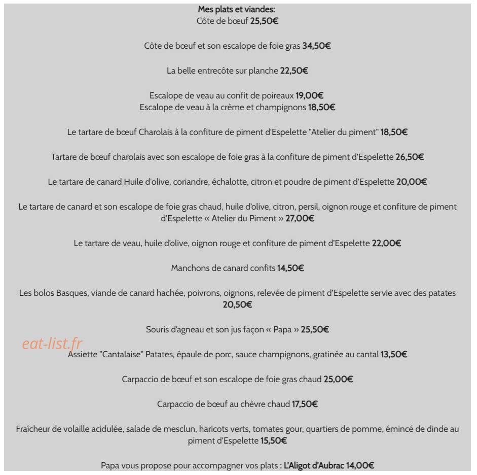 Chez Papa — carte page 4